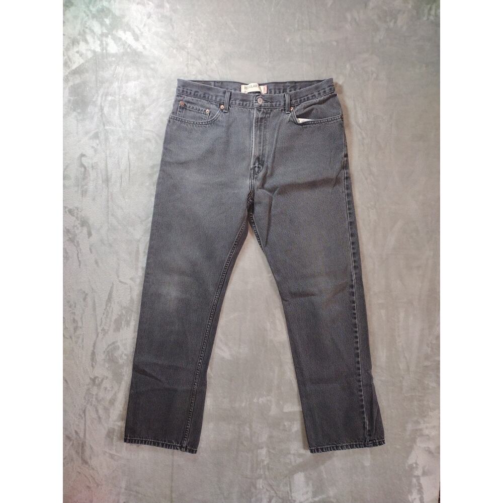 Vtg Levis 505 Regular Fit Jeans Men 38x34 Gray Lt. Wash Straight Leg Y2K Retro